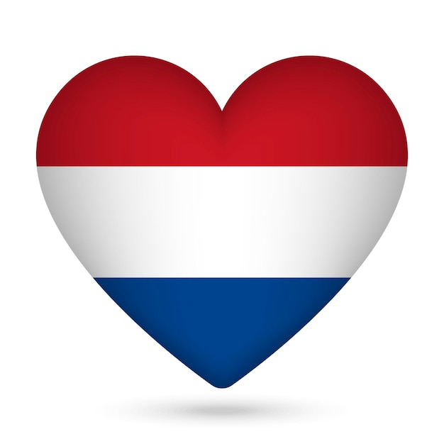 Netherlands flag in heart shape Vector illustration