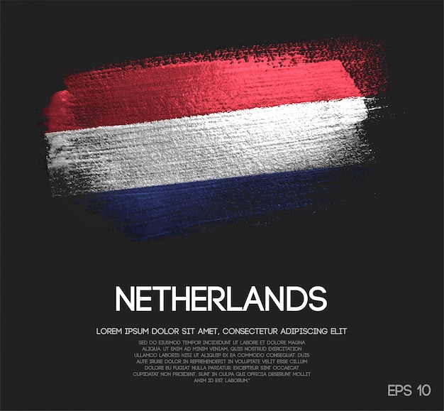 Netherlands Flag Made of Glitter Sparkle Brush Paint