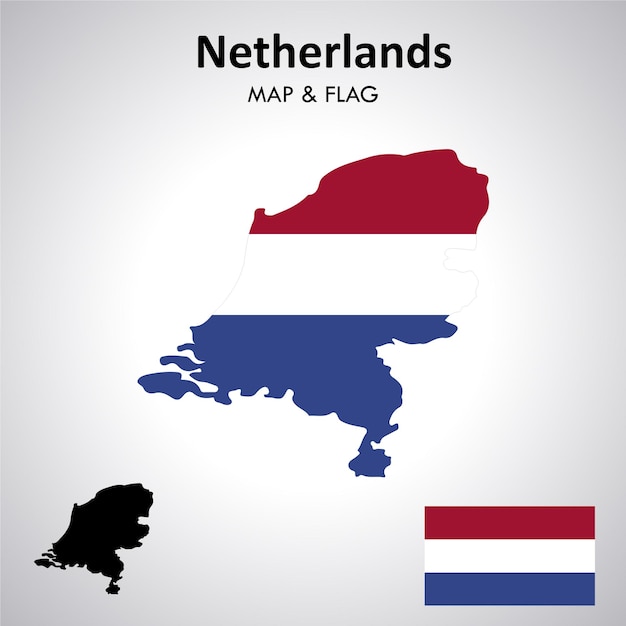 Vector netherlands flag and map design map flag vector file