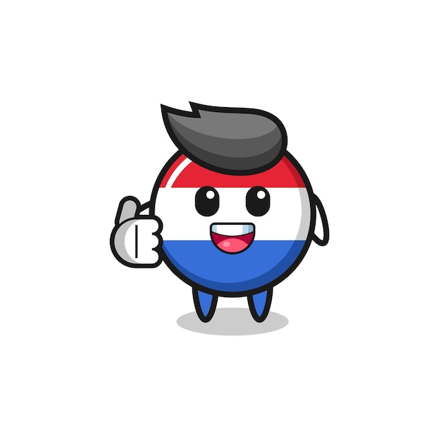 Netherlands flag mascot doing thumbs up gesture cute design