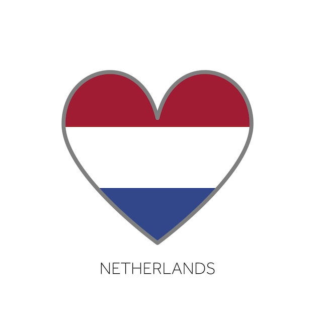 네덜란드 국기 로맨스 사랑 심장 모양의 벡터 아이콘