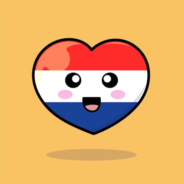 Vector netherlands heart cute character dutch country flag love emoticon