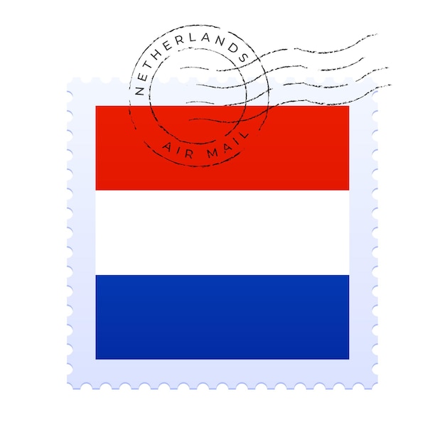 オランダの送料マーク。白い背景のベクトル図に分離された国旗の切手。公式の国の旗のパターンと国の名前のスタンプ