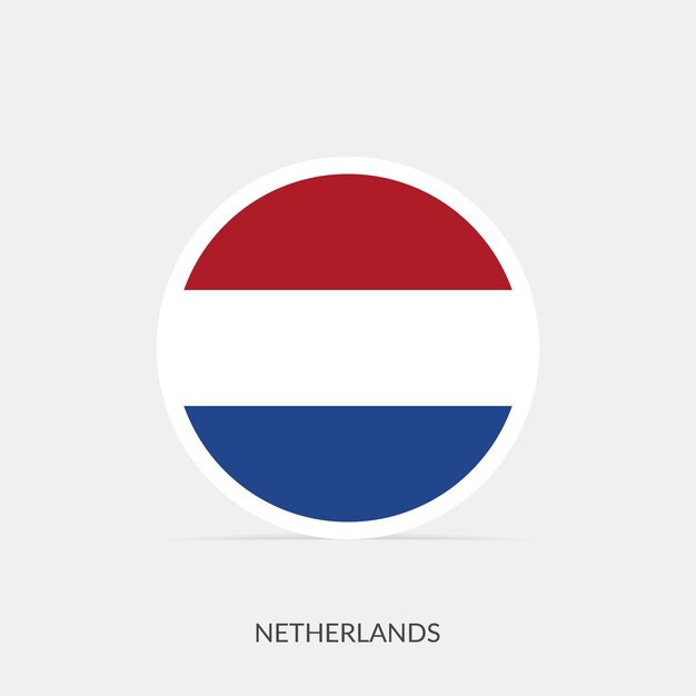 그림자와 함께 네덜란드 라운드 플래그 아이콘