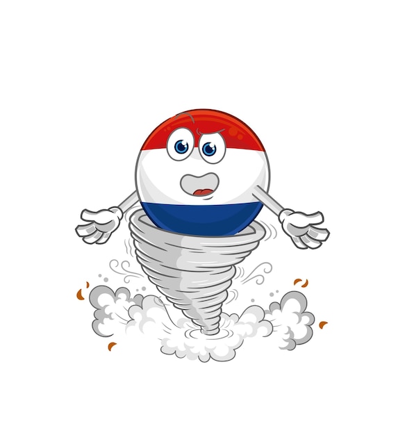 Vector netherlands in the tornado cartoon character vector