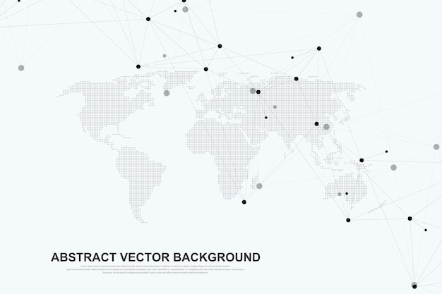 Netwerkverbinding concept abstracte technologie wereldwijde netwerkverbindingen met punten en lijnen b...