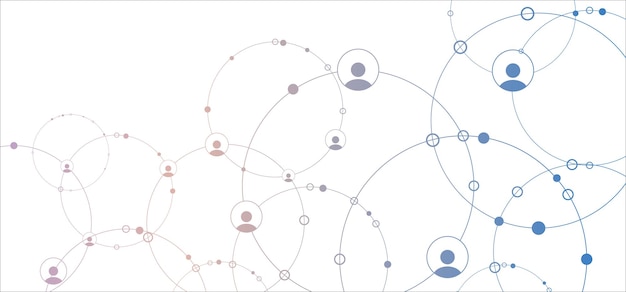 Vettore sfondo di rete connessioni con linee di punti e icone di persone sfondo di tecnologia vettoriale