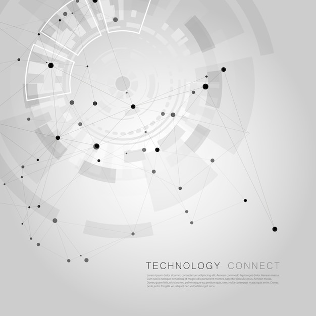 Network background with big circle connected lines