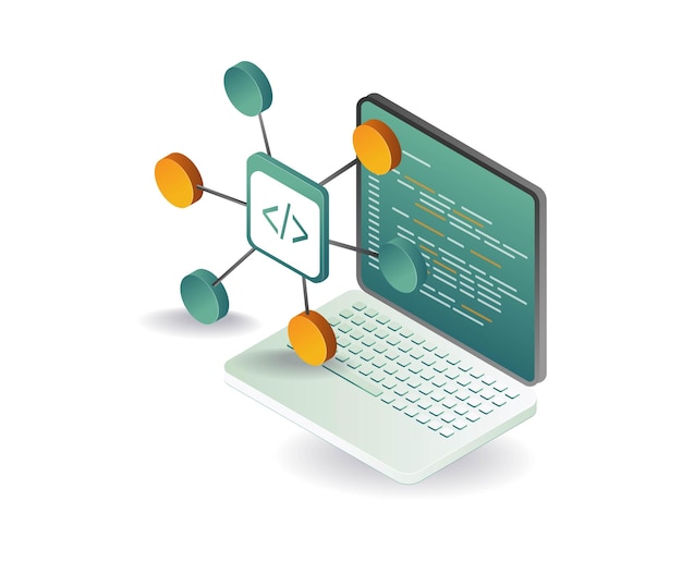 ネットワークコードプログラミング言語のコンセプトイラスト