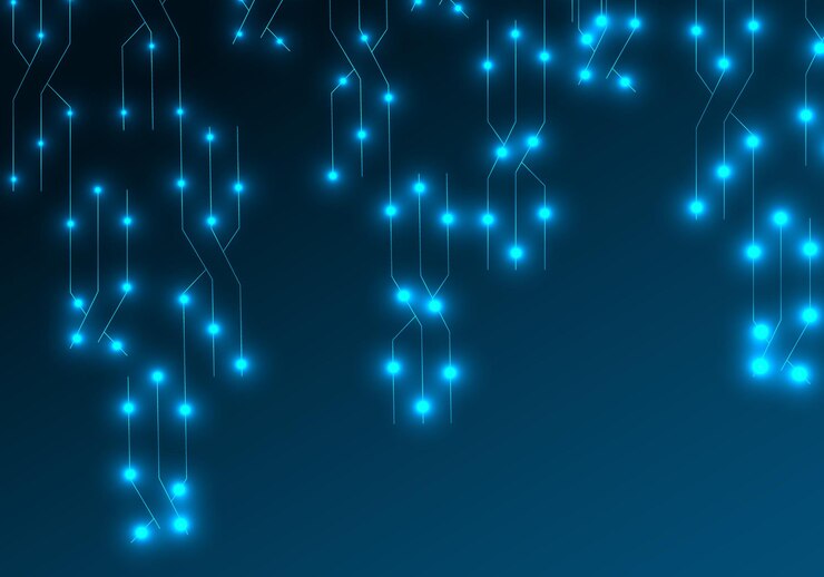 Vector network concept and internet communication futuristic technology on a dark blue background