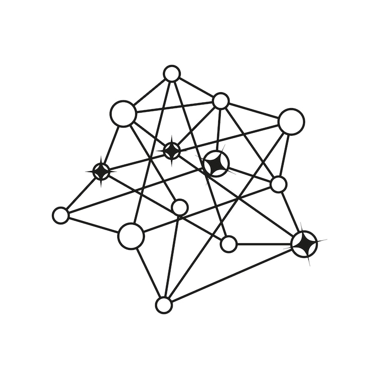 Vector network of connected nodes abstract geometric design black vector illustration technology concept