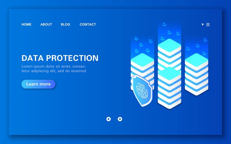 Vector network data protection and processing concept blockchain technology flat isometric 