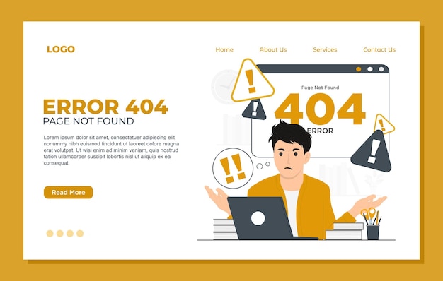 network error 404 concept for landing page template set landing page template of 404 error page