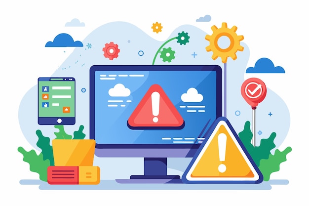 a network error page displays alerts on a computer and mobile device highlighting connectivity issues internet network warning error page error or internet not found on network problem