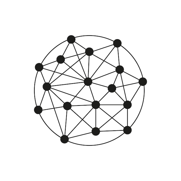 network icon connected nodes vector global system symbol digital web outline