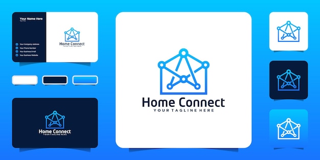 Una rete di connessioni interconnesse per formare un design del logo della tecnologia domestica digitale