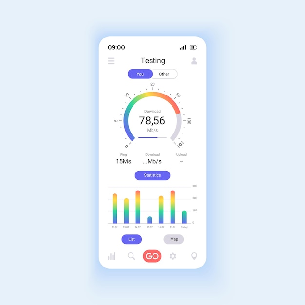 Network monitoring smartphone interface vector template