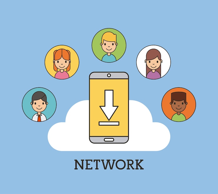 Vector network people scenary