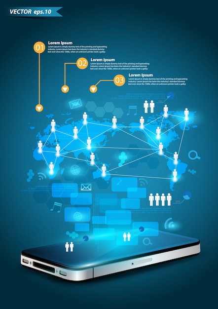 Network process diagram on mobile phones