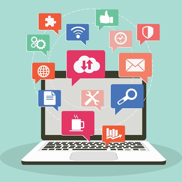 Network and Responsive Adaptive Web Design with Vector Icons.