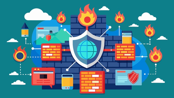 Vector network security firewall vector graphics illustration eps source file format lossless scaling icon