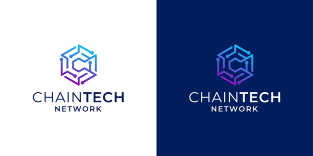 Network technology blockchain with initial C logo design inspiration