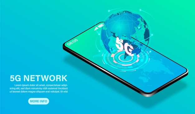 network technology high speed on mobile  isometric  