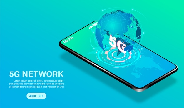 Network technology high speed on mobile  isometric