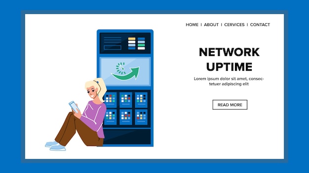 Network Uptime Of Server Digital Technology Vector