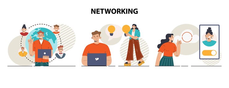 Vector networking concept set employees collaboration establishment of partnerships