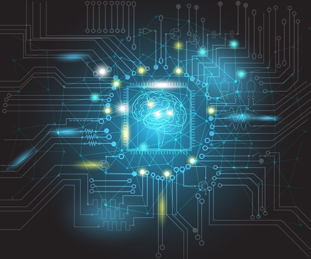 Circuito elettronico di rete con cervello all'interno