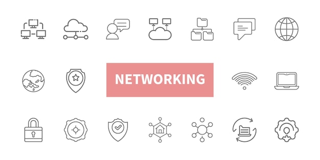 Networking line icon set Network connection network Communication concept