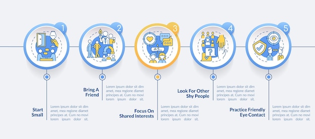 Networking tips for shy professionals circle infographic template