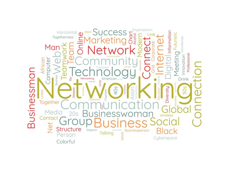 Vector networking wordcloud template business concept vector background