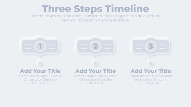 Neumorphic business 3 steps or options infographic presentation template