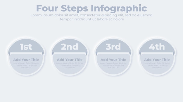 Neumorphic business 4 stappen of opties infographic presentatiesjabloon