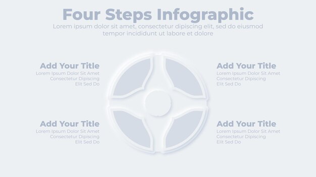 Neumorphic business 4 steps or options infographic presentation template