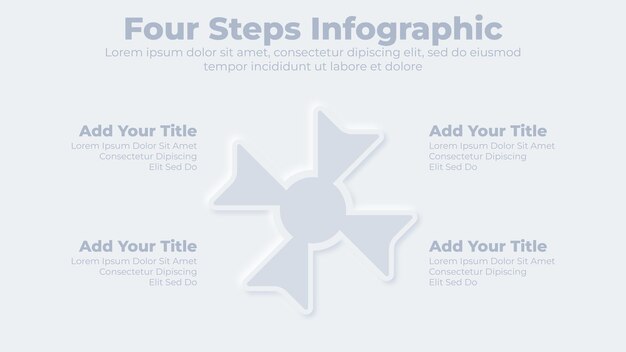 Neumorphic business 4 steps or options infographic presentation template