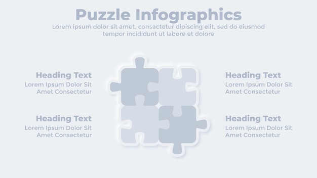 벡터 neumorphic 비즈니스 크리에이 티브 퍼즐 infographic 프레 젠 테이 션 템플릿
