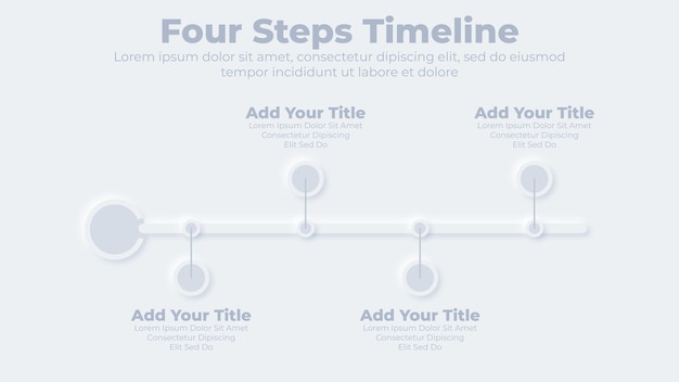 Вектор Неоморфная бизнес-хронология с 4 шагами или вариантами шаблона инфографической презентации