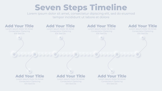 Vector neumorphic business timeline with 7 steps or options infographic presentation template