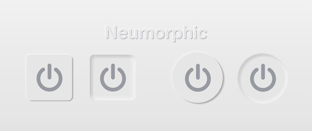 Vector neumorphic button player button vector set continuous 3d realistic virtual style in white tone