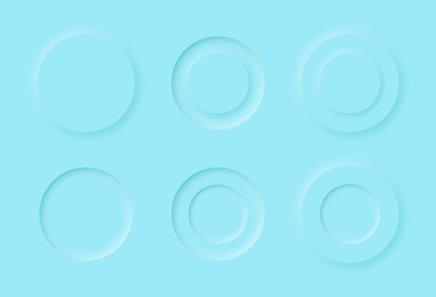 Neumorphic button ui .Neumorphic design on blue background.Vector Iluustration