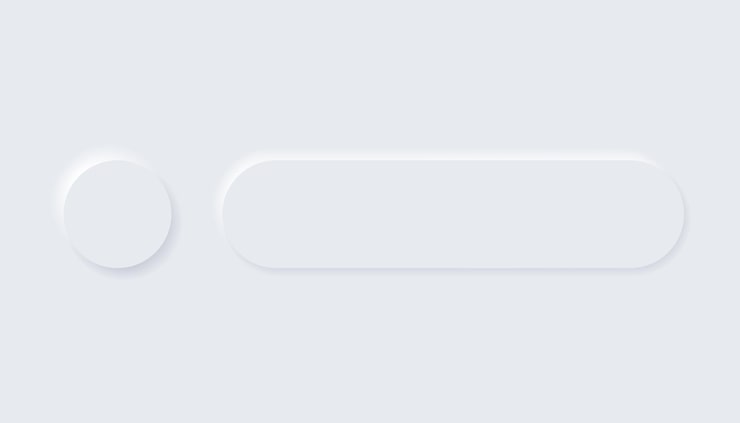 Vector neumorphic 按 簡單的時尚設計元素 ui 組件在明亮的背景上隔離 網站移動應用程式菜單和導航的控制元素,邊緣圓形