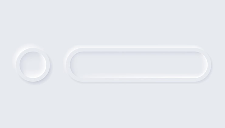 Vector neumorphic 按 簡單的時尚設計元素 ui 組件在明亮的背景上隔離 網站移動應用程式菜單和導航的控制元素,邊緣圓形