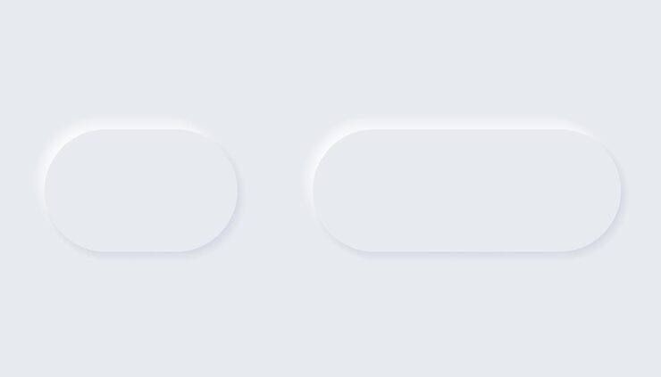 Vector neumorphic buttons simple trendy design elements ui components isolated on light background control element for website mobile app menu and navigation with rounded edges
