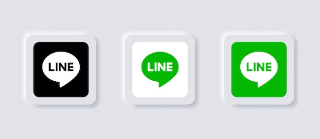 Нейморфный значок логотипа линии чата для популярных логотипов социальных сетей в кнопках неоморфизма