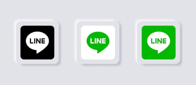 Icona del logo della linea di chat neumorfica per i loghi delle icone dei social media popolari nei pulsanti del neumorfismo