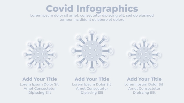 Вектор Нейморфный шаблон инфографической презентации вируса короны в медицине и здравоохранении