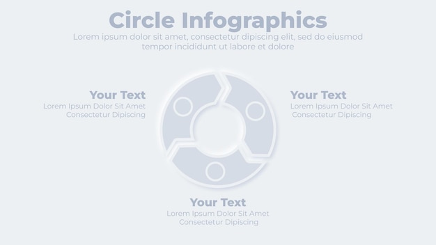 neumorphic flow chart infographic creative concept with 3 steps presentation slide